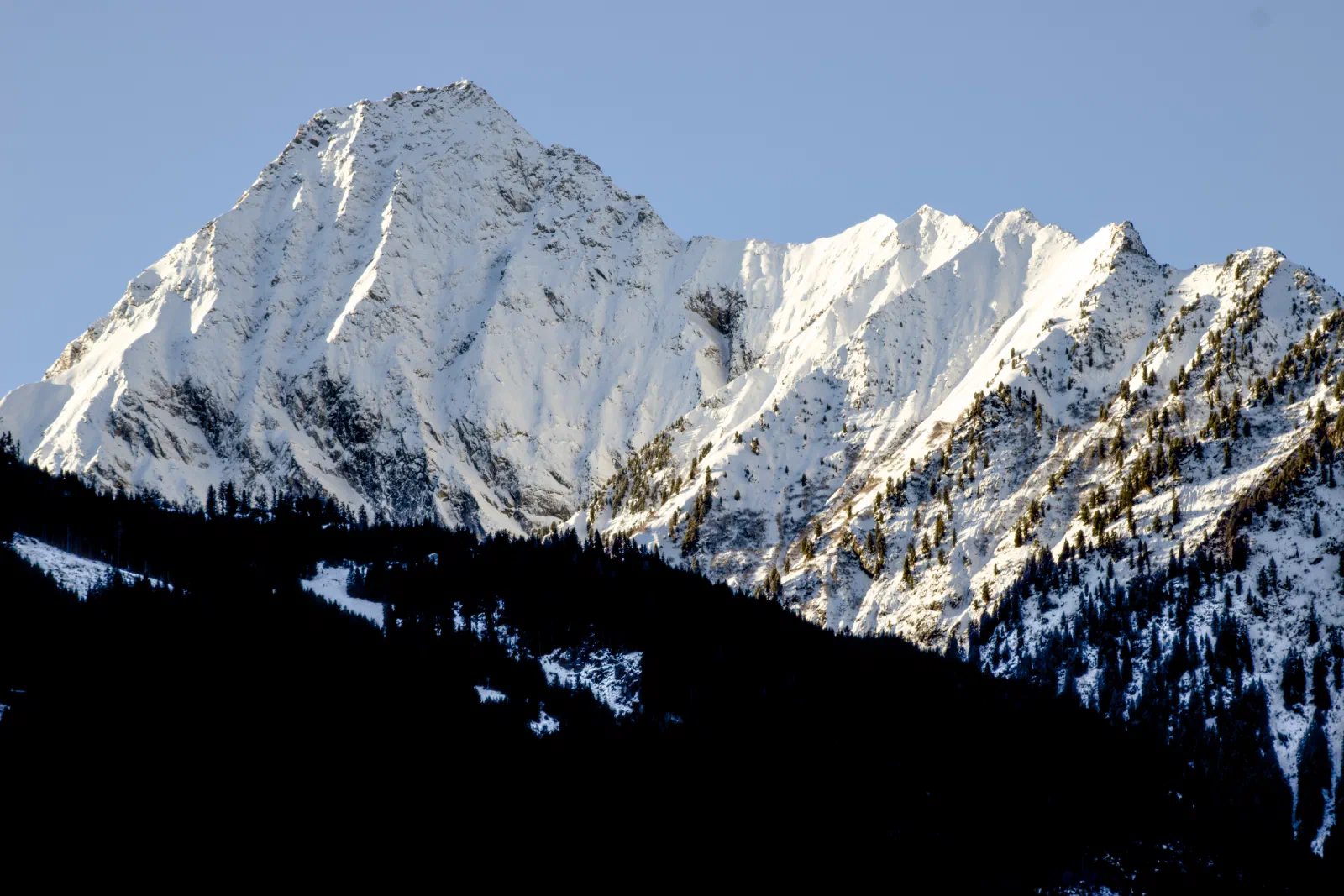 White peaks in the early morning light