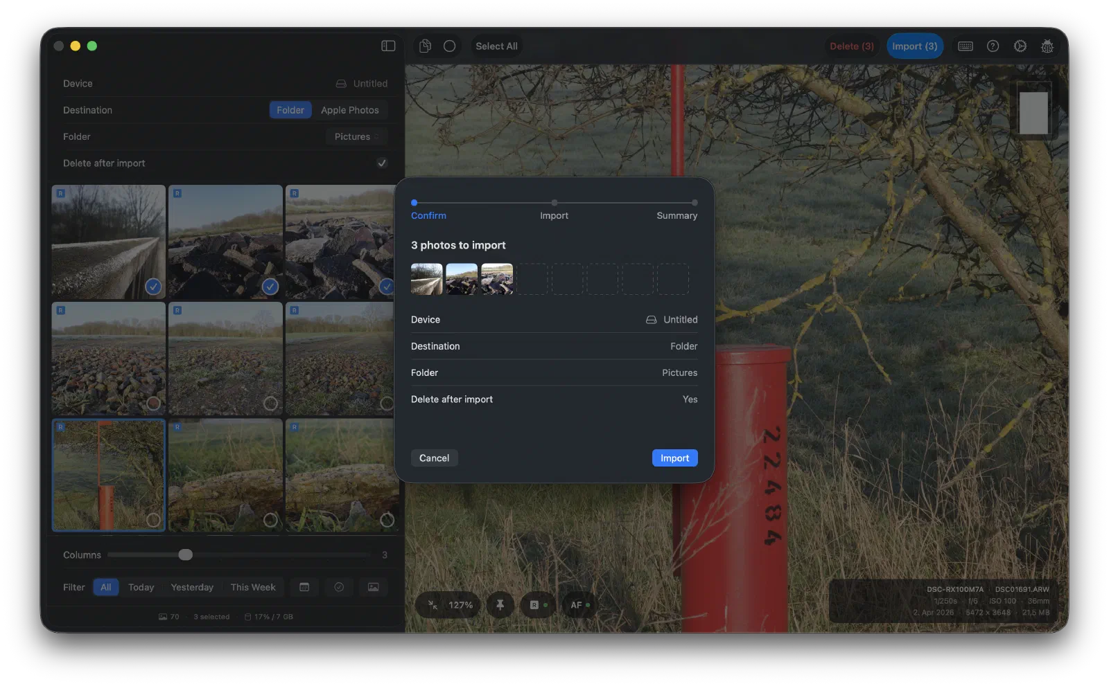 Hypo Import Screen