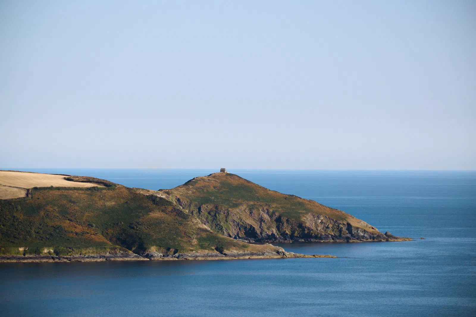 Rame Head with the small chapel on its top, the sea behind