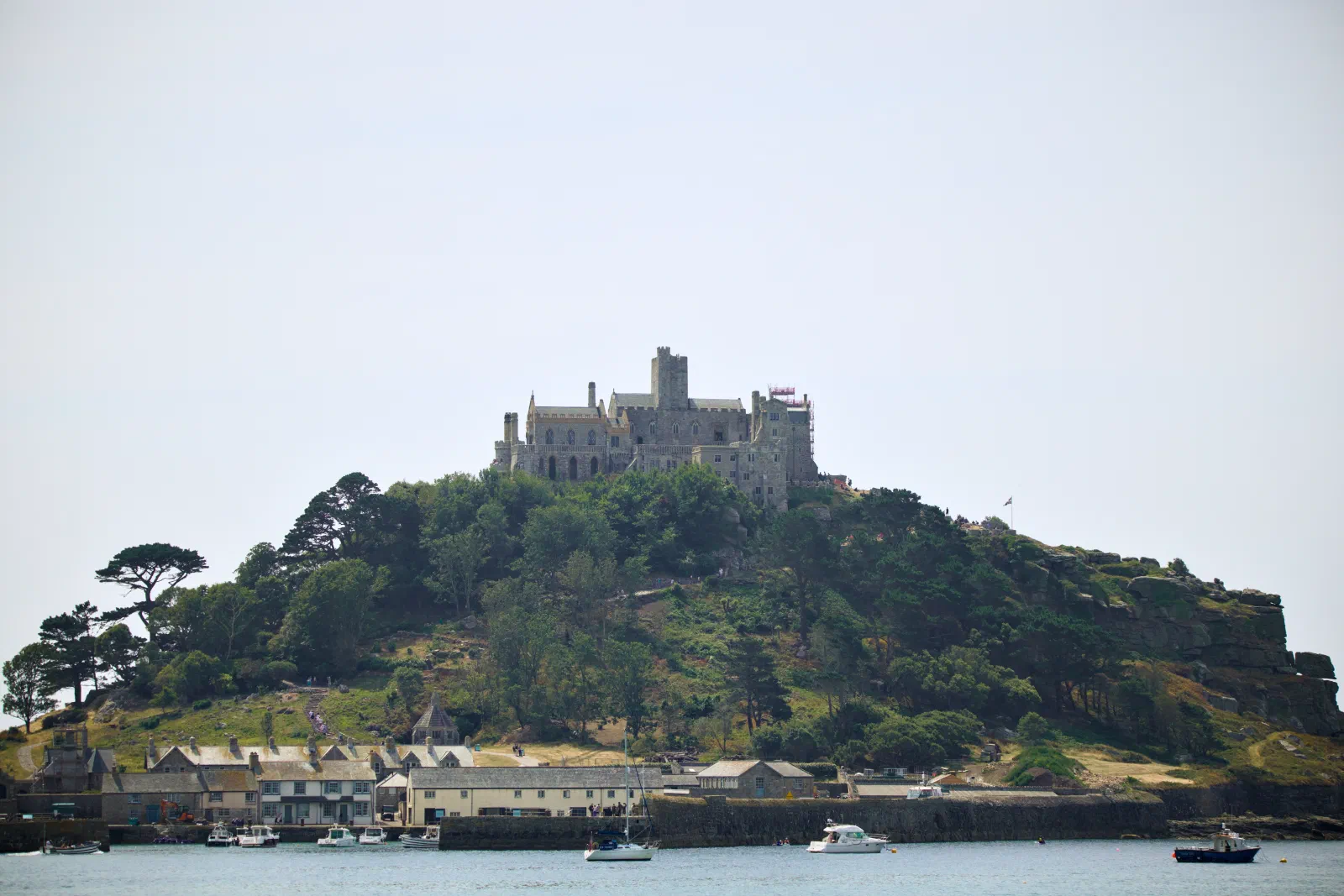 St Michael's Mount with its castle seen from the shore at Marazion