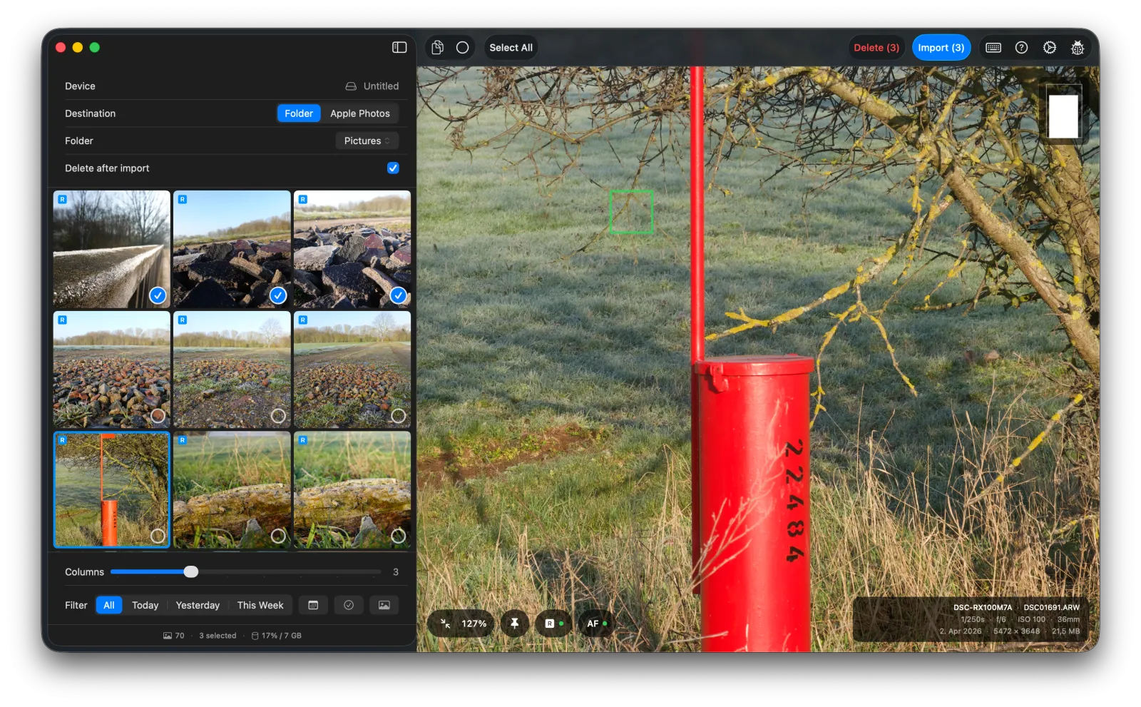 Hypo preview screen showing photo grid