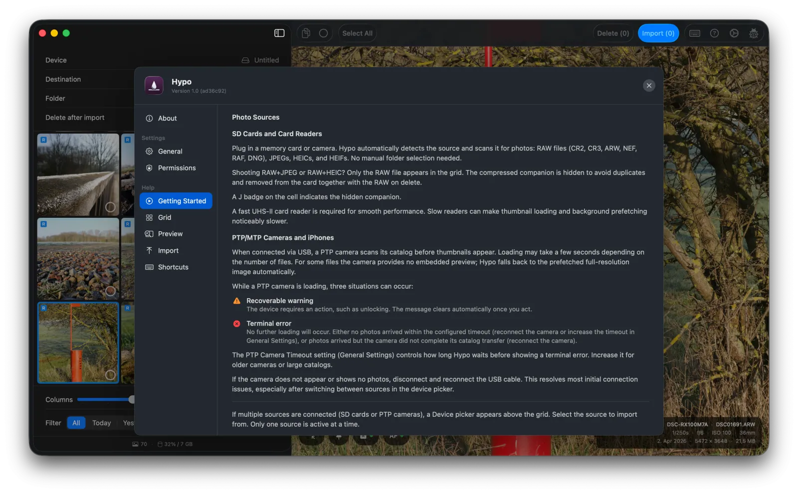 Hypo settings screen