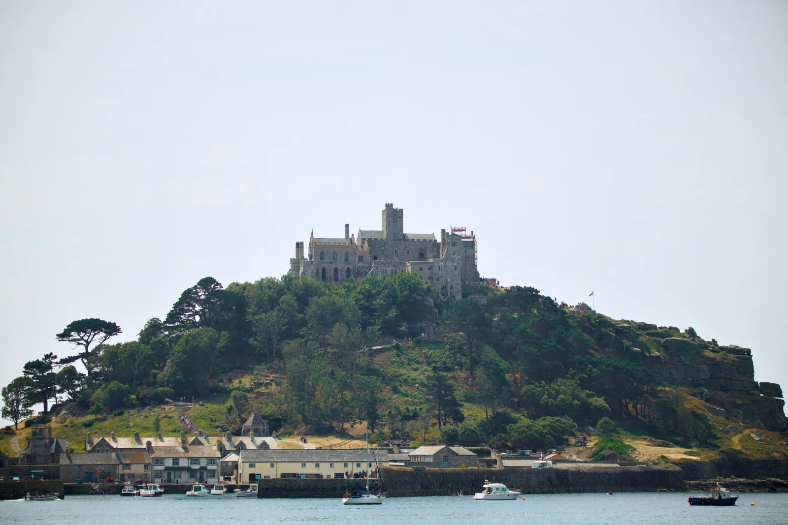 St Michael's Mount with its castle seen from the shore at Marazion