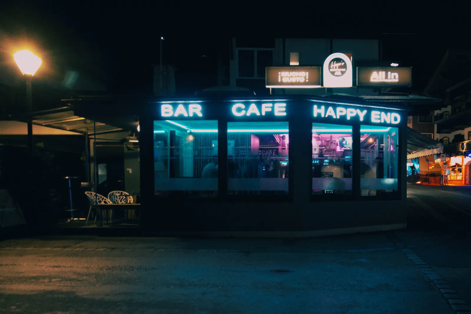 All-In Bar in Mayrhofen at night