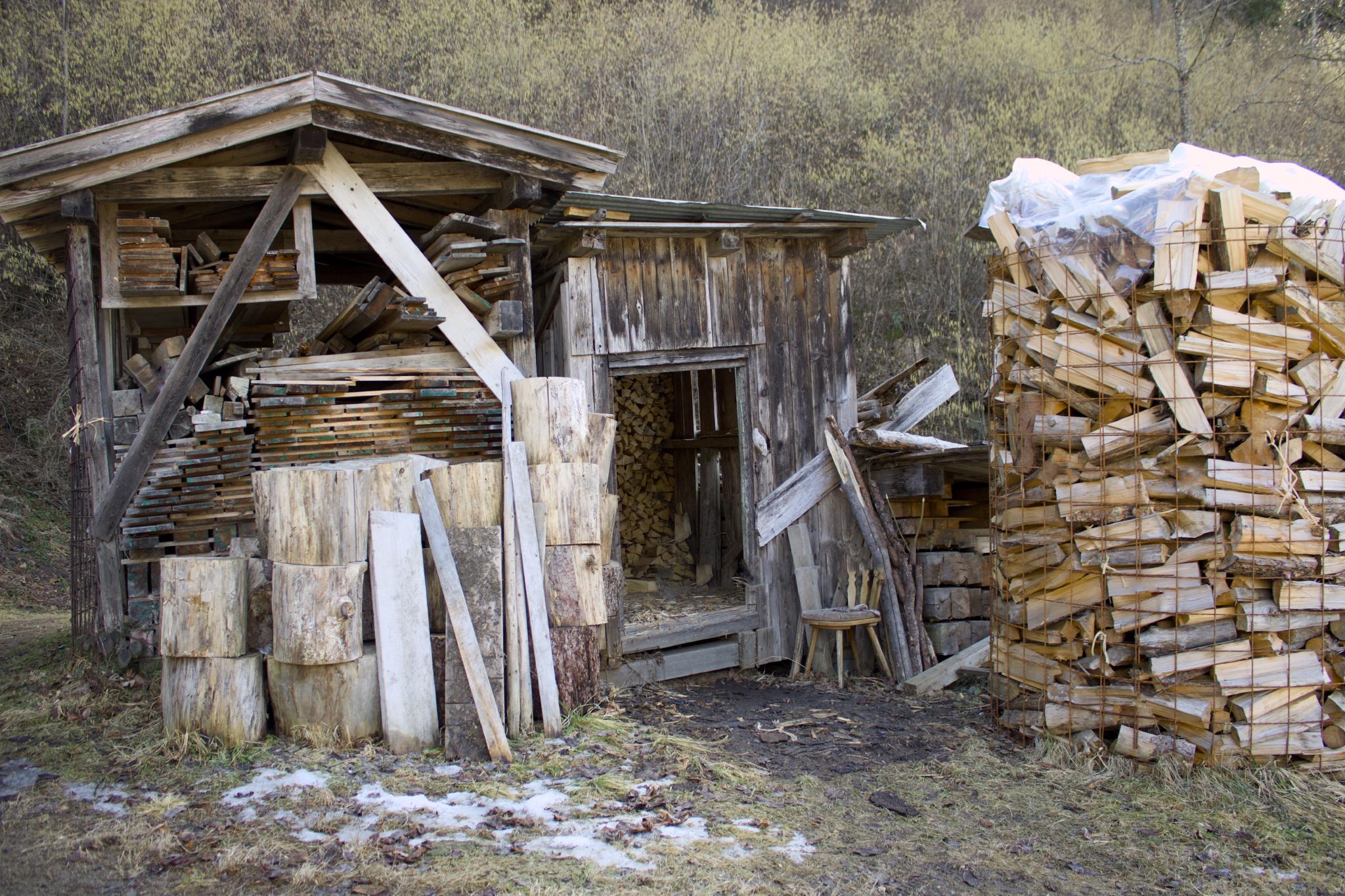 Wooden shed in the grass