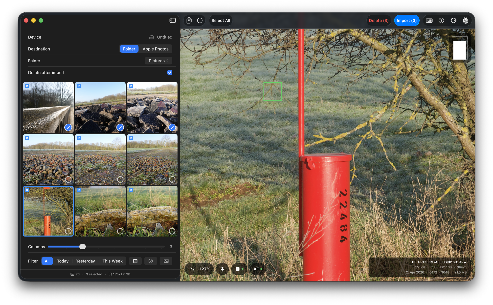 Hypo preview screen showing photo grid