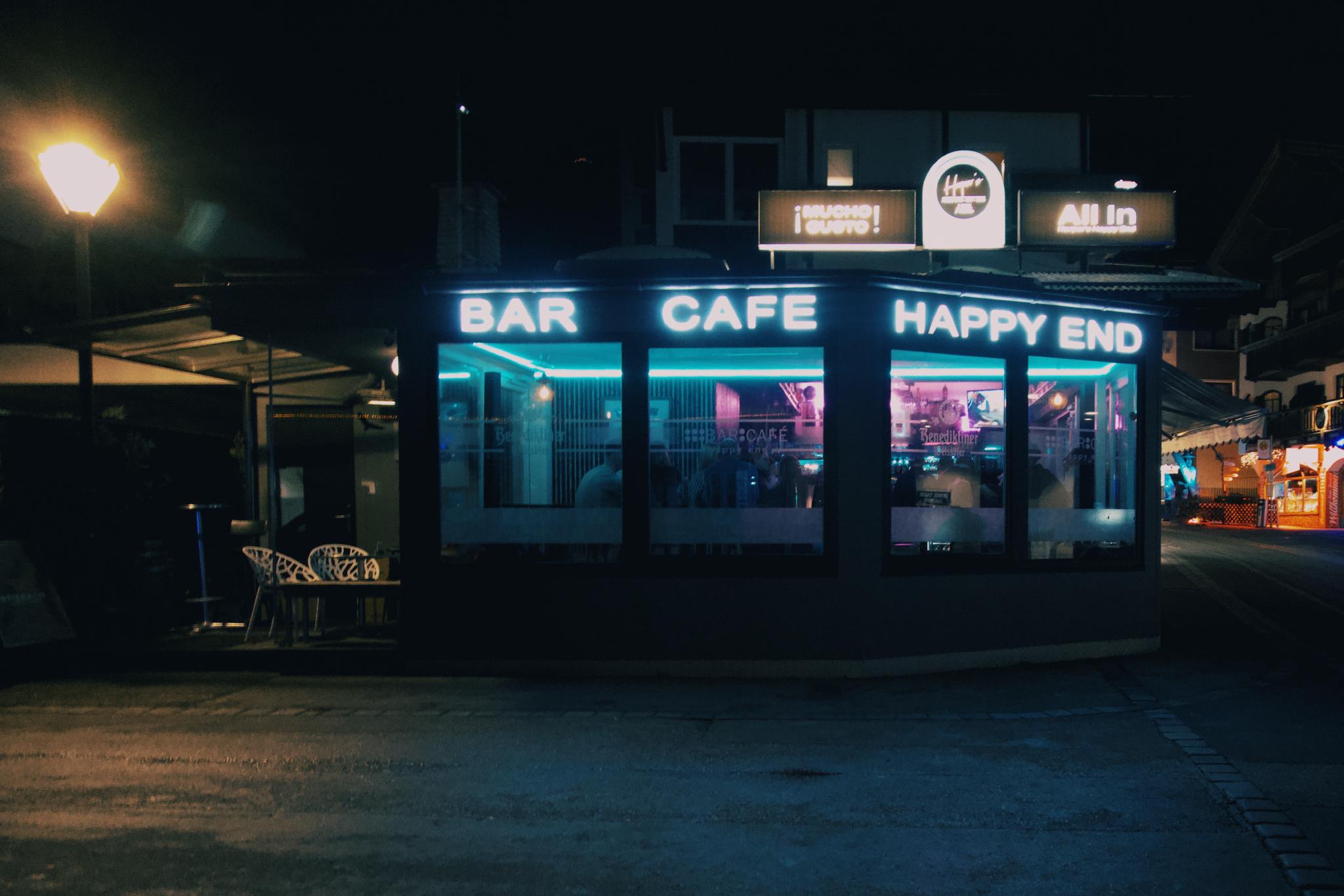 All-In Bar in Mayrhofen at night